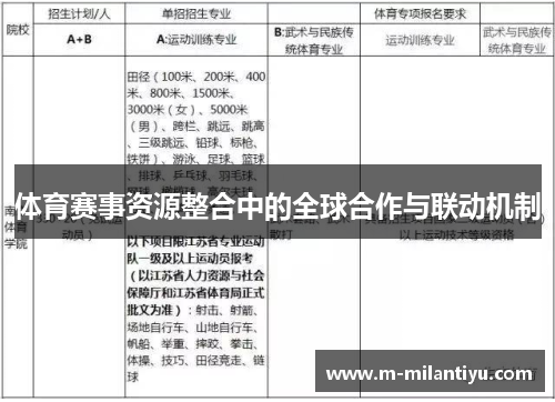体育赛事资源整合中的全球合作与联动机制